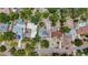 Aerial view showing surrounding neighborhood and mature tropical landscaping at 922 Alcazar S Way, St Petersburg, FL 33705