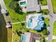 Luxury home with a private pool, manicured lawn, and a waterfront boat dock, offering the ultimate in coastal living at 110 Carlyle Dr, Palm Harbor, FL 34683