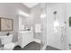 Modern bathroom featuring a glass shower, sleek vanity, and neutral color palette at 110 Carlyle Dr, Palm Harbor, FL 34683