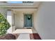 Inviting front entrance with a stylish door, decorative wreath, and landscaped garden at 11728 Crest Creek Dr, Riverview, FL 33569
