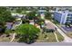 An aerial view showing the home with its lush landscaping in a suburban setting near a school at 131 44Th N Ave, St Petersburg, FL 33703