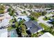 An aerial view shows a home's backyard pool and neighborhood at 14261 113Th Ave, Largo, FL 33774