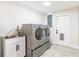 Functional laundry room equipped with modern washer and dryer, sink, and access to the exterior at 14261 113Th Ave, Largo, FL 33774