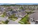 Aerial view showcasing a neighborhood with well-maintained homes and lush landscaping at 1767 Tonka Ter, Wesley Chapel, FL 33543