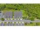 Aerial view of townhomes with lush greenery surrounding the buildings at 18148 Nassau Point Dr, Tampa, FL 33647