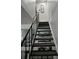 View of staircase featuring modern black railings and carpeted steps leading to upper level at 1833 Bough Ave # 2, Clearwater, FL 33760