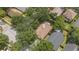 Overhead view of a home surrounded by mature trees in a quiet residential neighborhood at 18967 Wood Sage Dr, Tampa, FL 33647