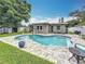 Inviting backyard oasis featuring a kidney-shaped pool and patio seating at 1921 Ridgewood Dr, Clearwater, FL 33763