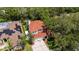 Aerial view of a beautiful two-story home nestled among mature trees, showcasing its well-maintained surroundings at 2015 Long Branch Ln, Clearwater, FL 33760