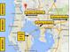Informational map highlighting the proximity to beaches, the airport, and Disney at 5619 Essex Ct, Palm Harbor, FL 34685