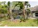 Enjoy a private screened pool with lush tropical landscaping, perfect for relaxation and outdoor living at 5619 Essex Ct, Palm Harbor, FL 34685