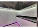 Modern walk-in pantry with sleek countertops, cabinets, and violet LED accent lighting at 6532 Simone Shores Cir, Apollo Beach, FL 33572