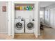 Convenient laundry closet with a modern washer and dryer, plus storage shelves at 8415 Edgewater Place Blvd, Tampa, FL 33615