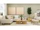 Bright living room with modern neutral furniture, textured artwork, and light-colored wood accents at 11083 E 65Th Ter, Palmetto, FL 34221