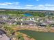 A serene community view highlights golf course, tranquil lakes, and homes nestled amidst lush greenery at 1110 Jasmine Creek Ct, Sun City Center, FL 33573