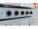 Retro inspired light-green oven with black knobs at 1579 Bayshore Blvd, Dunedin, FL 34698