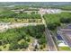Distant aerial view of a home surrounded by a canopy of mature trees near newer construction at 2205 Henley Rd, Lutz, FL 33558