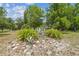 Lush yard featuring a rock garden with various plants and vegetation at 2205 Henley Rd, Lutz, FL 33558