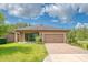 Charming single-story home with a brick driveway, a two-car garage, and lush landscaping at 2280 Long Spur, Odessa, FL 33556