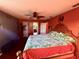 Bedroom with tropical bedspread, ceiling fan, and unique wall art at 3338 Fernleaf Dr, Hernando Beach, FL 34607