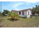 Side view of a cozy home showing a well-kept lawn, white siding, and mature landscaping at 3405 E Diana St, Tampa, FL 33610