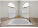 This luxurious soaking tub features tile surround and arched windows with blinds at 34652 Heavenly Ln, Dade City, FL 33525
