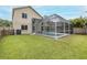 The backyard features a screened pool and a well-maintained lawn, perfect for outdoor activities at 4228 Savage Station Cir, New Port Richey, FL 34653