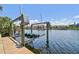 Private boat lift offers convenient access to the waterways and nearby waterfront properties at 6119 Galleon Way, Tampa, FL 33615