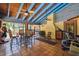 Enclosed patio featuring tile flooring, multiple fans, and easy access to the pool at 7507 Beasley Rd, Tampa, FL 33615