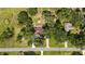 Aerial view of house showcasing property and surrounding area with mature trees at 9542 Wallien Dr, Brooksville, FL 34601