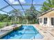 Inviting pool with spa inside screen enclosure, offering private outdoor enjoyment surrounded by nature and greenery at 10504 Echo Lake Dr, Odessa, FL 33556