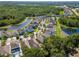 A picturesque aerial view showcases a residential neighborhood with serene ponds and mature trees at 11510 Quiet Forest Dr, Tampa, FL 33635