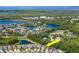 Aerial shot of the beautiful homes in a lakeside community, surrounded by lush green trees at 11510 Quiet Forest Dr, Tampa, FL 33635