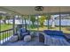 Comfortable screened porch with seating area and views of the backyard at 12468 Empire Dr, Seminole, FL 33772