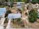 Aerial view of a property with a large, fenced backyard, offering privacy at 1412 Coburn Dr, Tarpon Springs, FL 34689