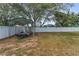 Fenced backyard featuring a carport, providing sheltered parking at 1412 Coburn Dr, Tarpon Springs, FL 34689