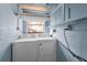 Basement laundry room with washer and dryer hookups and concrete walls at 1412 Coburn Dr, Tarpon Springs, FL 34689