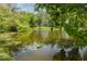 Scenic view of a tranquil pond with lily pads and lush greenery reflecting in the water at 152 Glenn Moor Cir, Dunedin, FL 34698