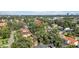 Idyllic neighborhood aerial featuring mature trees and diverse homes against a city skyline backdrop at 3903 W De Leon St, Tampa, FL 33609