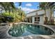 Inviting backyard pool with lush tropical landscaping and a patio area perfect for entertaining at 3903 W De Leon St, Tampa, FL 33609