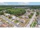 Wide aerial view of the home's neighborhood with lush landscaping and water features throughout at 9322 Via Segovia, New Port Richey, FL 34655
