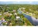Aerial view showcasing the property boundaries along a canal, highlighting waterfront living at 1045 28Th S Ave, St Petersburg, FL 33705