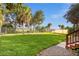 Spacious fenced backyard with healthy green lawn and mature trees, perfect for outdoor activities and relaxation at 1045 28Th S Ave, St Petersburg, FL 33705