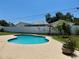 Sparkling blue swimming pool in a private backyard with a well-maintained patio, perfect for outdoor entertainment and leisure at 1462 Highfield Dr, Clearwater, FL 33764