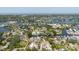 Aerial view showcases the waterfront properties featuring lush greenery and water access to the gulf at 216 High St, Tarpon Springs, FL 34689