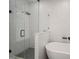 Contemporary bathroom showcasing tiled walk-in shower and soaking tub at 3011 Harbor View, Tampa, FL 33611