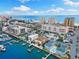 A beautiful view of the beach, marina, condominiums, and shopping area at 479 E Shore Dr # 5, Clearwater, FL 33767