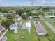 A high aerial view of a charming home nestled among mature trees and other well-kept houses in a peaceful neighborhood at 4802 18Th St, Zephyrhills, FL 33542