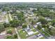 An aerial view of a quiet residential neighborhood with mature trees, manicured lawns, and well-maintained homes at 4802 18Th St, Zephyrhills, FL 33542