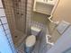 Updated bathroom with tiled shower, new toilet, fresh paint and modern fixtures at 5139 Victoria Ln, Holiday, FL 34690